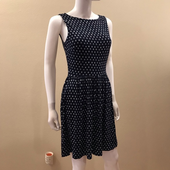 LOFT Dresses & Skirts - Ann Taylor LOFT Summer Dress Size XS Fit Flare Tank Dress Navy Blue White